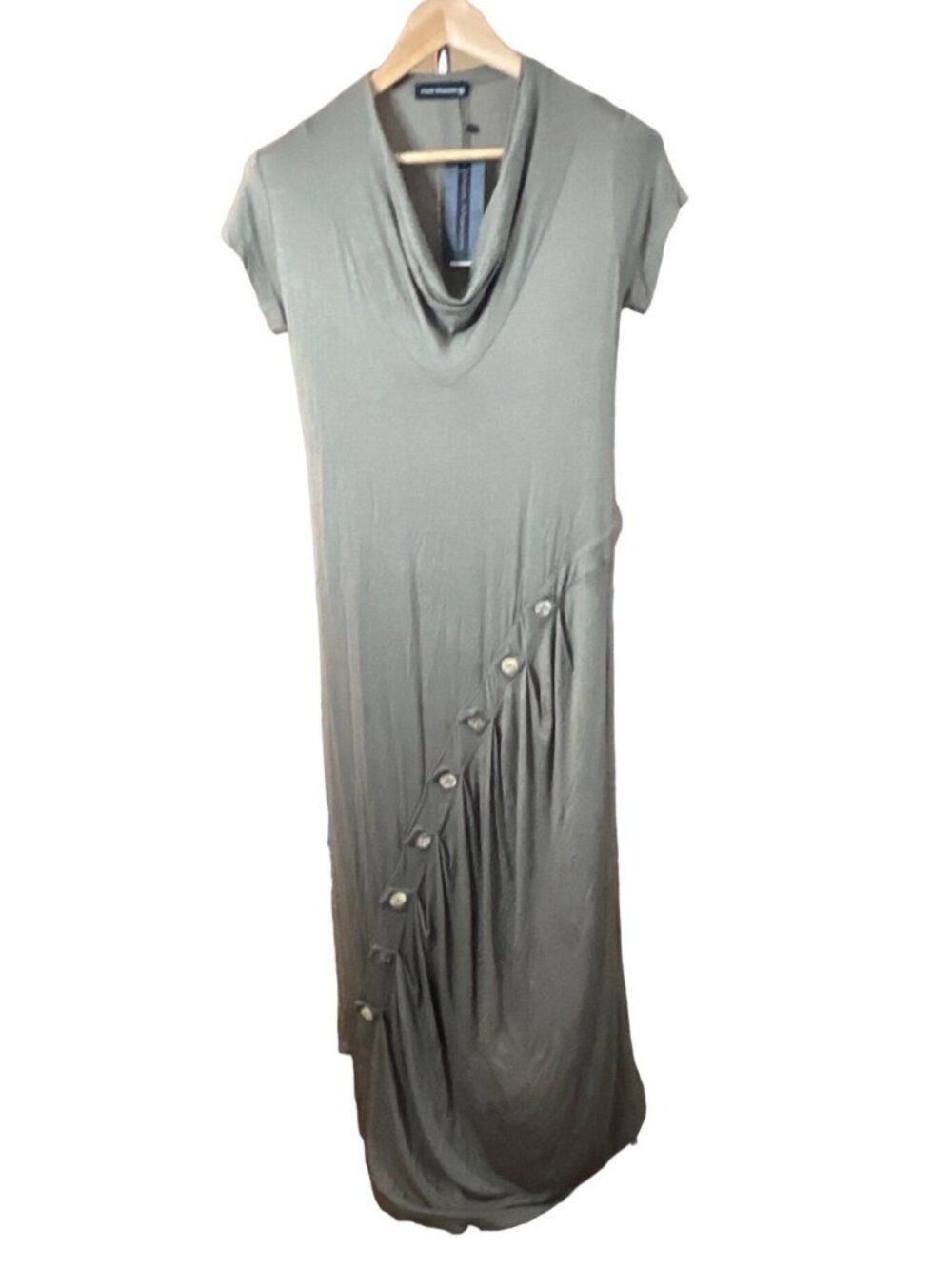 Matti Mamane Medium Clay Scoop Neck Lagenlook Short Sleeved Maxi Dress New Boho